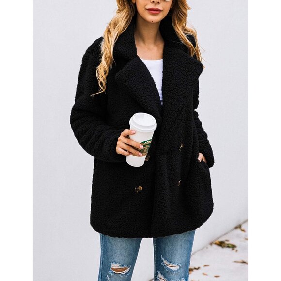 Women's Fashion Winter Coats Sherpa Fleece Faux Fur Shearling Oversized Trendy J - Picture 3 of 5